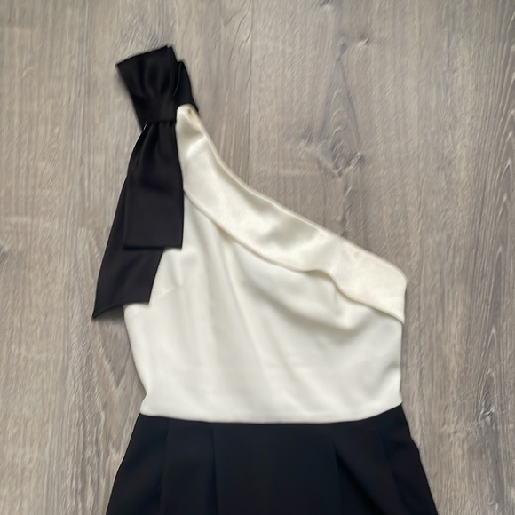 Alice + Olivia Black and Cream One-Shoulder Jumpsuit - Picture 3 of 4